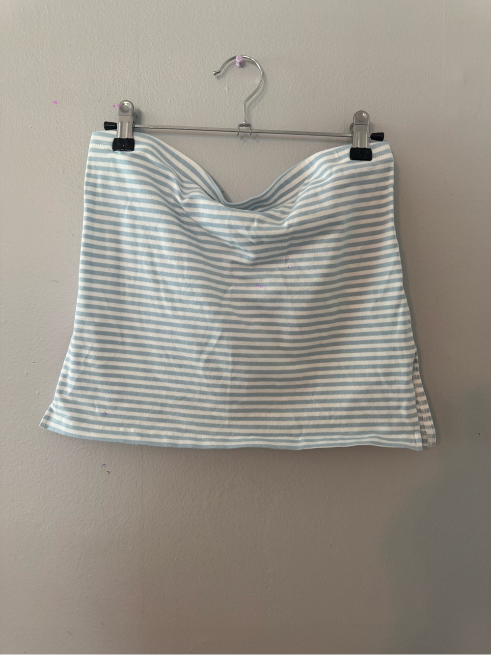 Striped Light Blue & White Tube Top